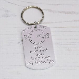 Stamped With Love - The moment you became my Grandpa Personalised Keyring