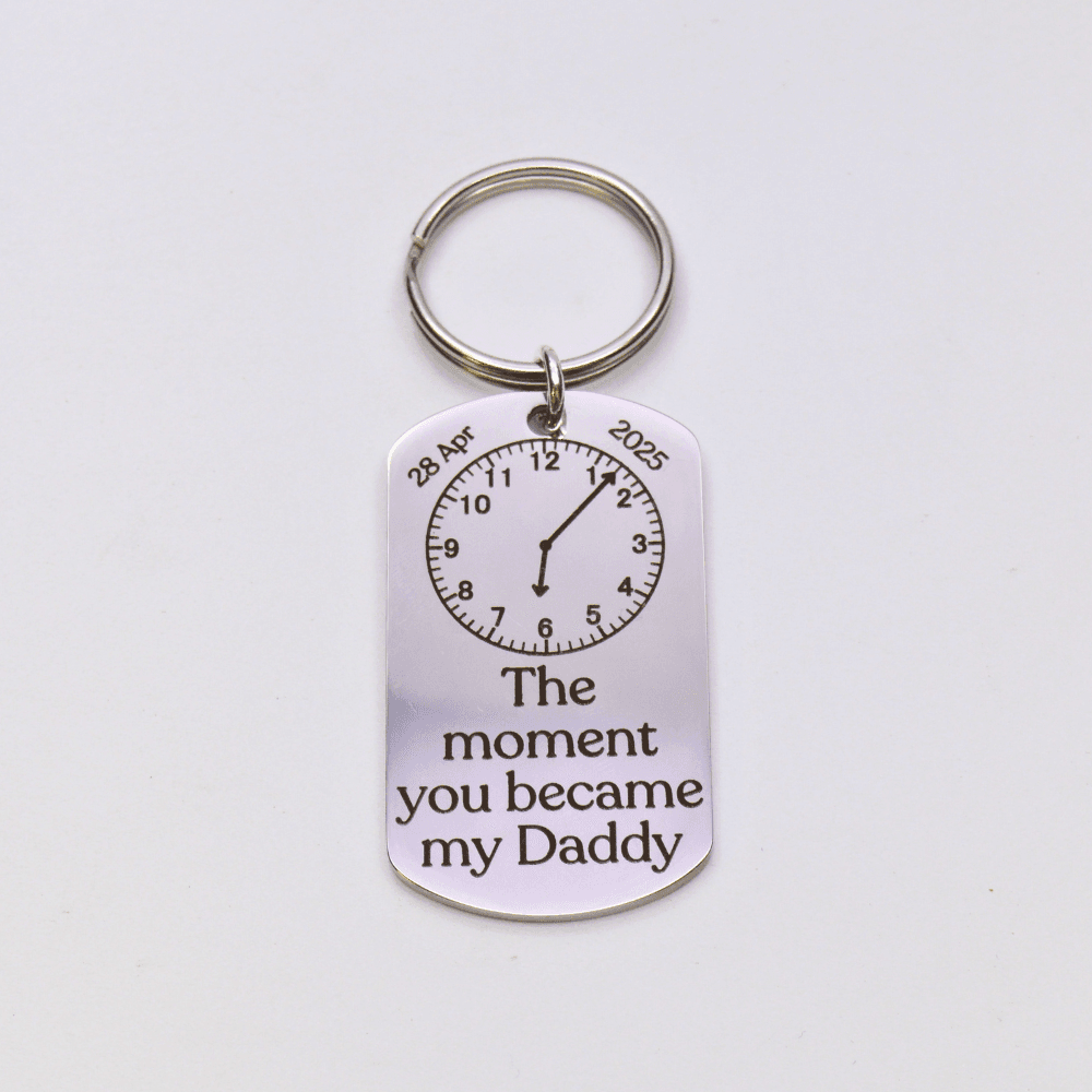 The Pink Pineapple - The moment you became my Daddy engraved keyring