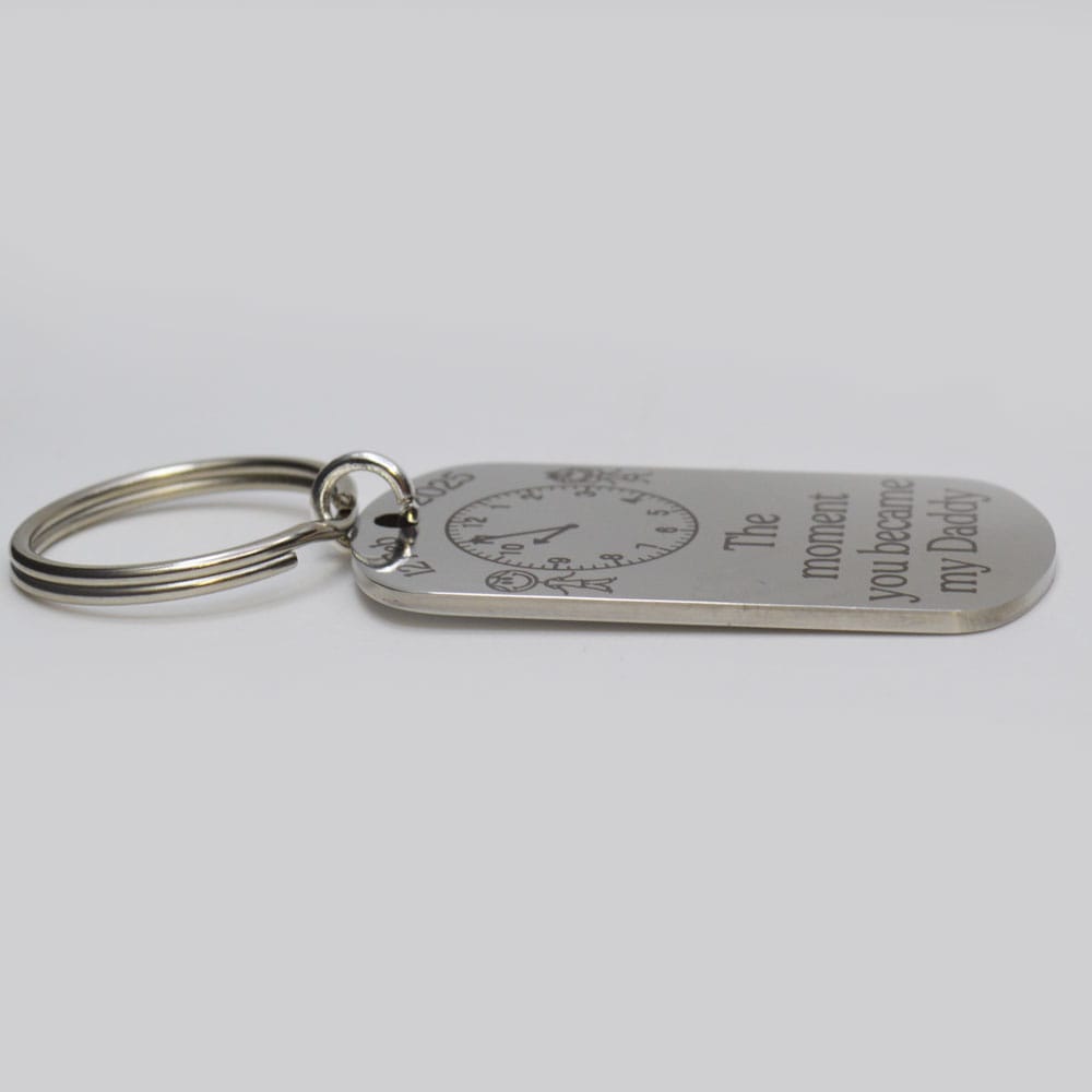 The Pink Pineapple - The moment you became my Daddy engraved keyring