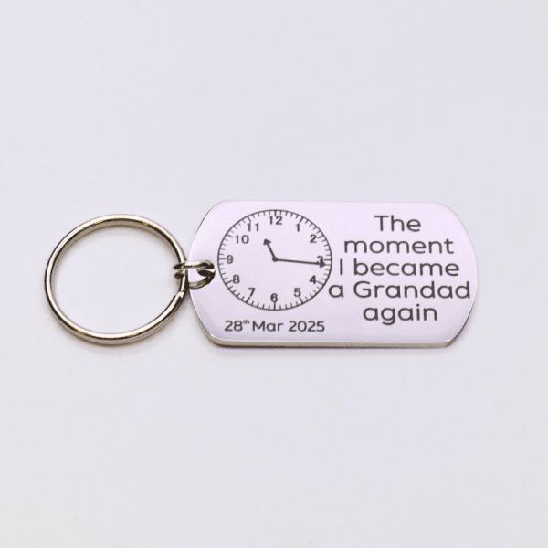 The Pink Pineapple - The moment I became a Grandad again Engraved Keyring