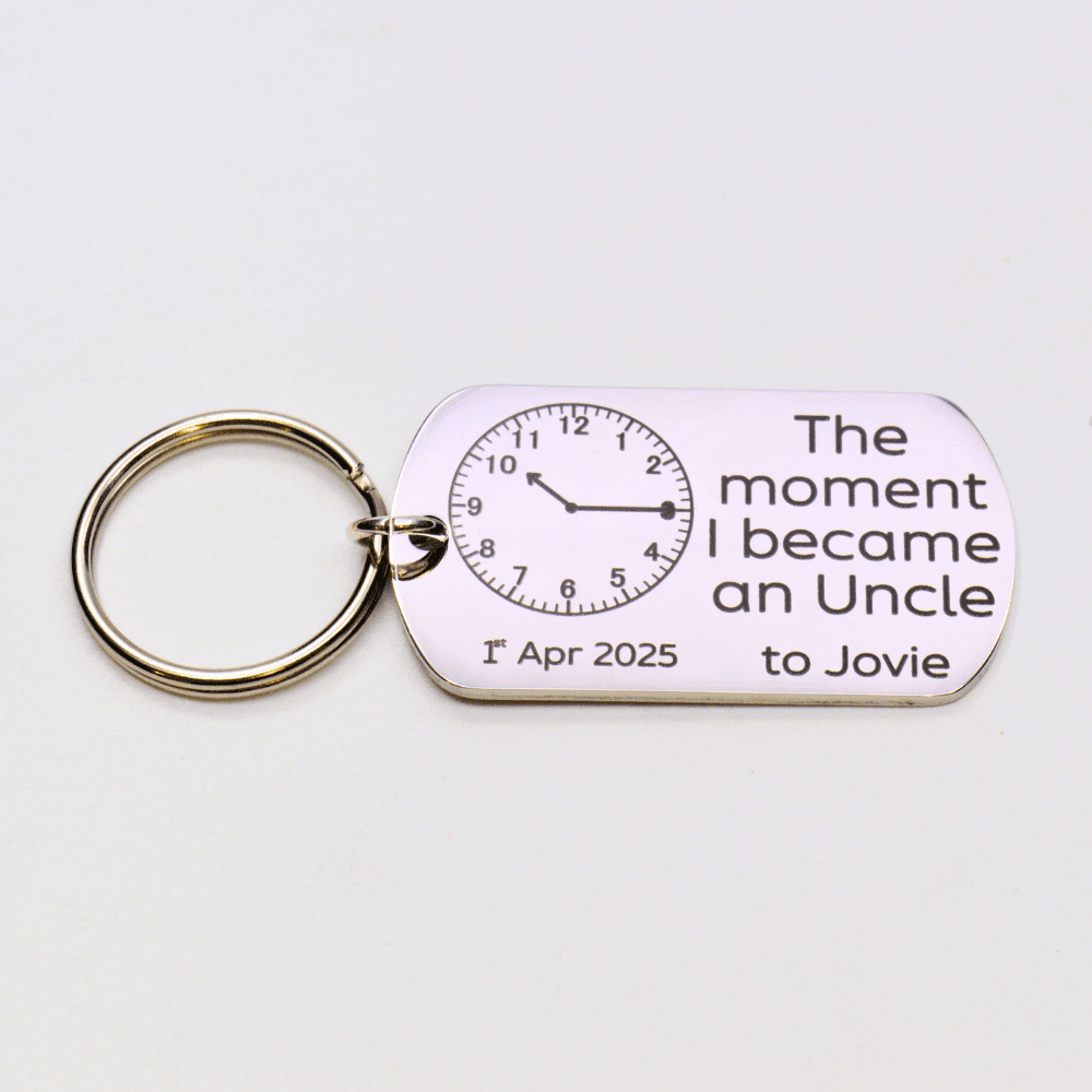 The Pink Pineapple - The moment I became an Uncle Engraved Personalised Keyring