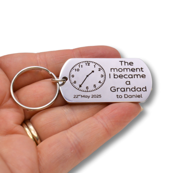The Pink Pineapple - The moment I became a Grandad Engraved Keyring