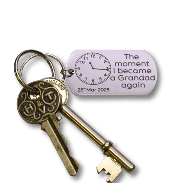The Pink Pineapple - The moment I became a Grandad again Engraved Keyring