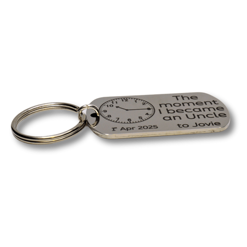 The Pink Pineapple - The moment I became an Uncle Engraved Personalised Keyring