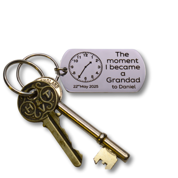 The Pink Pineapple - The moment I became a Grandad Engraved Keyring