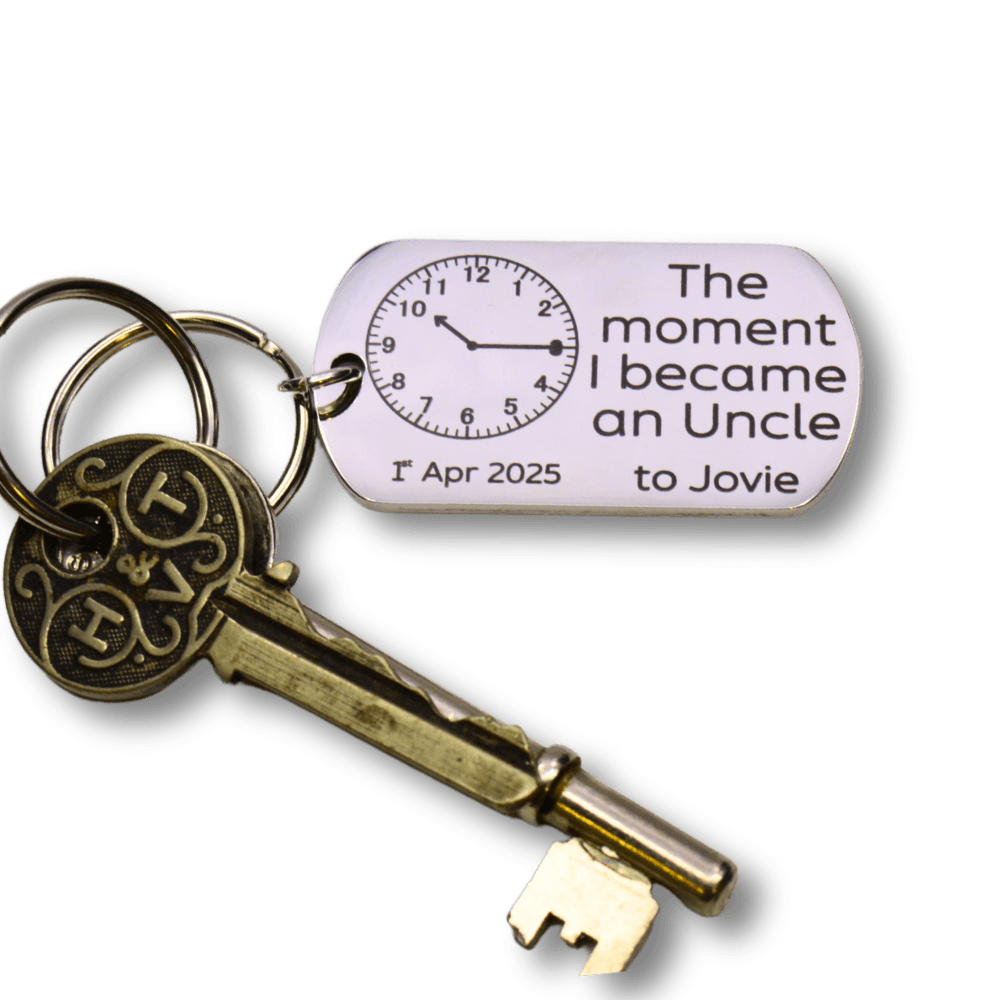 The Pink Pineapple - The moment I became an Uncle Engraved Personalised Keyring