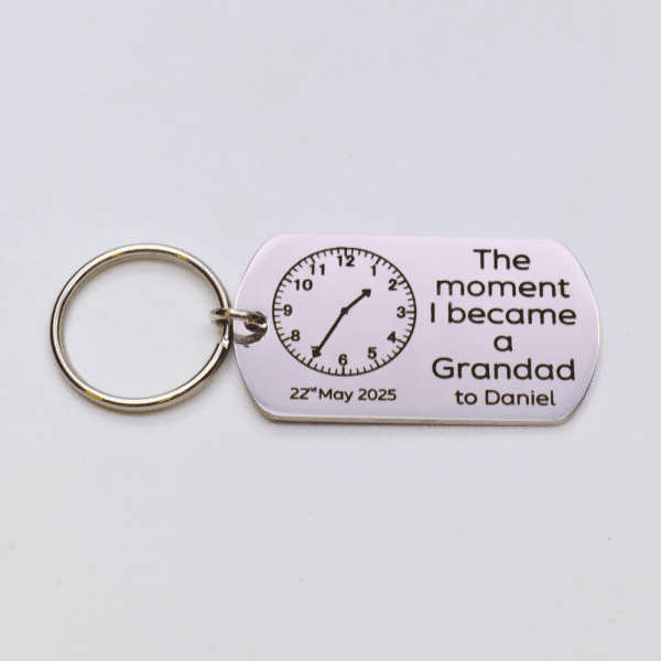 The Pink Pineapple - The moment I became a Grandad Engraved Keyring