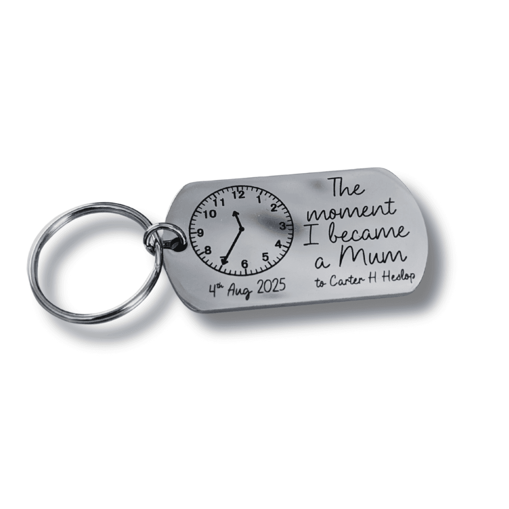 The Pink Pineapple - The moment I became a Mum Laser Engraved Personalised Keyring