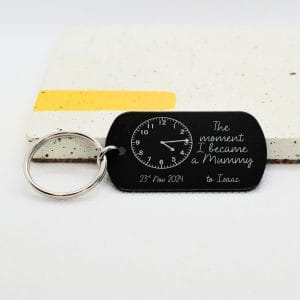 The Pink Pineapple - The moment I became a Mummy Engraved Black Keyring