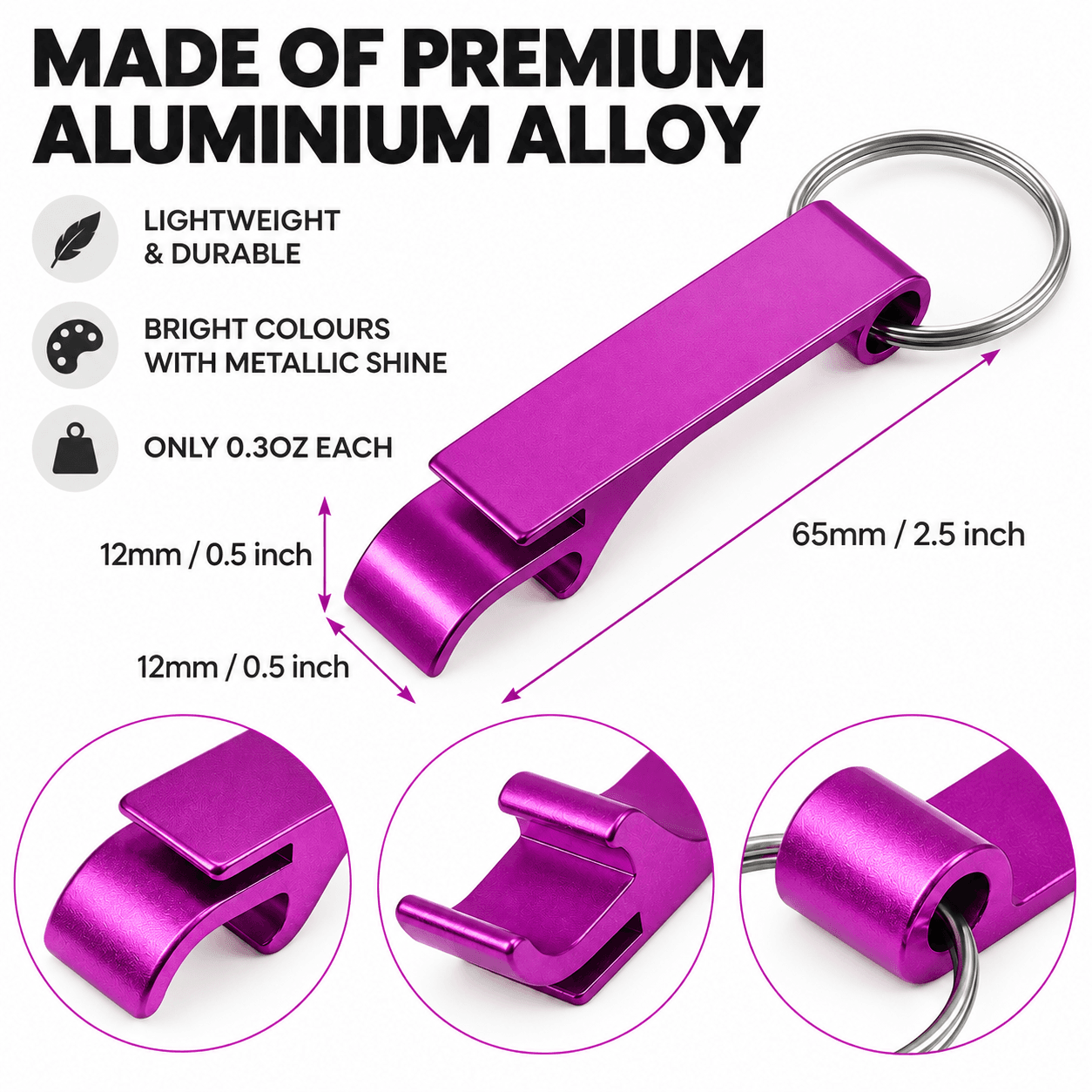 The Pink Pineapple - Anodised Aluminium Bottle Opener Keyring