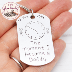 Stamped With Love - The moment I became a Daddy personalised Keyring